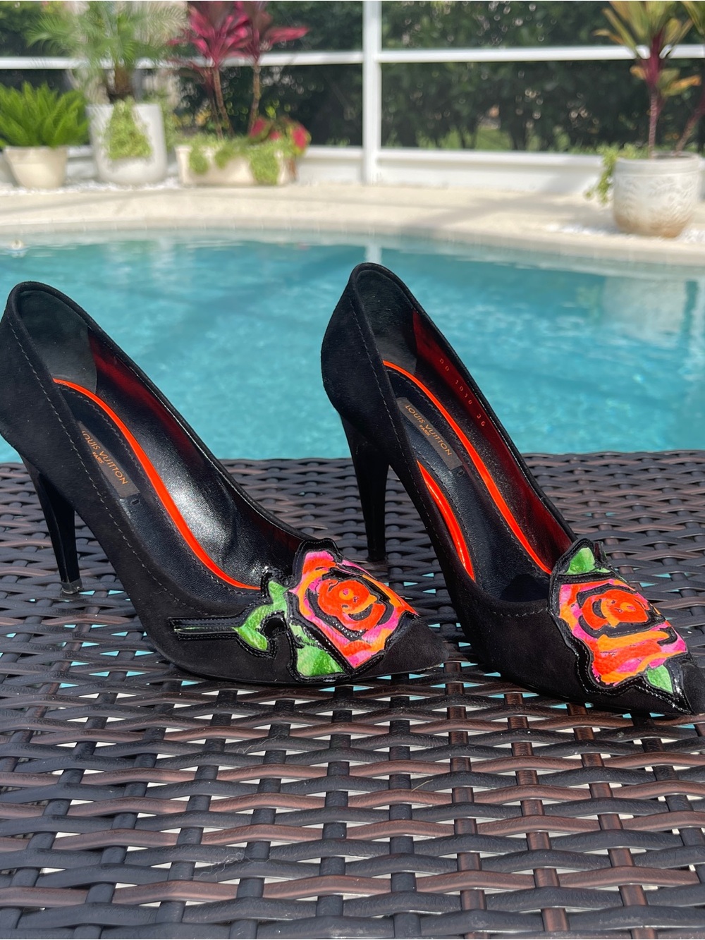 Louis Vuitton Black Suede High Heels - Stephen Sprouse Roses - EU 36 - Picture 15 of 15
